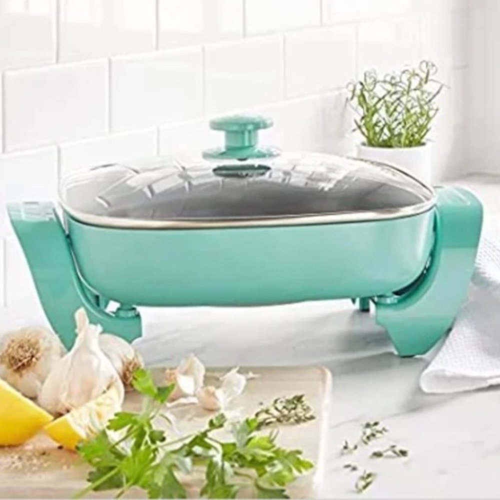 5-Quart Capacity, Ceramic Turquoise Square Skillet